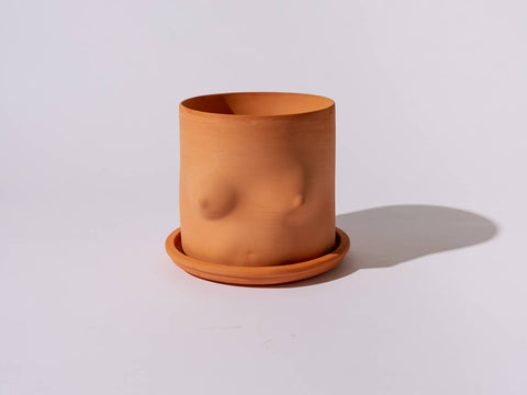 Group Partner 8" Boob Pot with Saucer | Terra Cotta