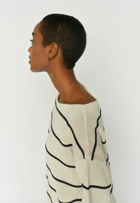 Mos Mosh Mos Mosh Arlen Paper SS Knit in Ecru: relaxed, everyday, organic, lightweight, soft