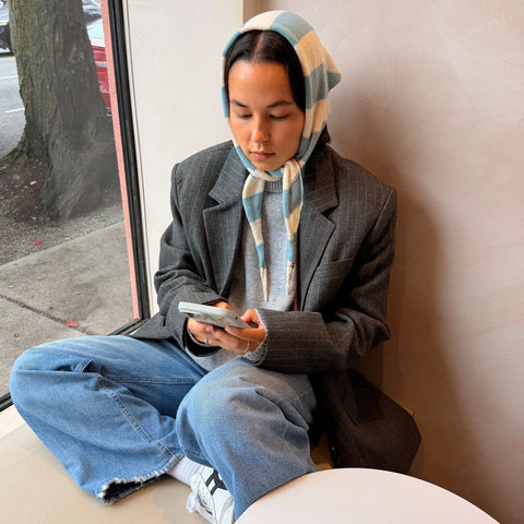 Givéh Blue Stripe Lily Mini Scarf