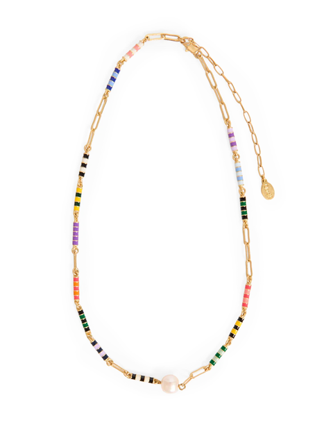 Clare V Le Stripe Pearl Necklace
