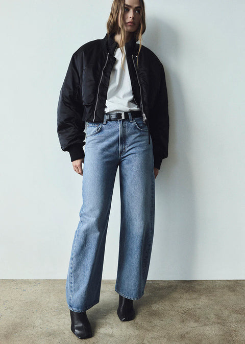 AGOLDE Low Curve Jean mid rise fit, curved outset and subtle taper, blue wash, vintage