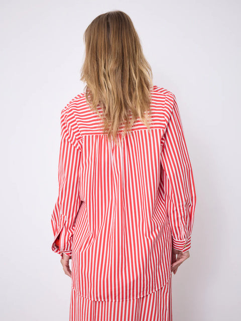 Notshy Althea Striped Shirt | Tomato with White