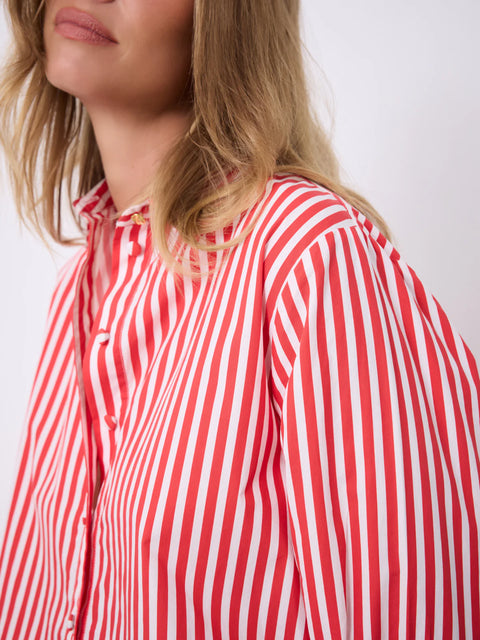Notshy Althea Striped Shirt | Tomato with White