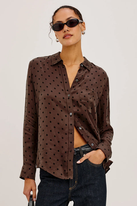 Rails Alyssa Shirt | Chocolate Polka Dot