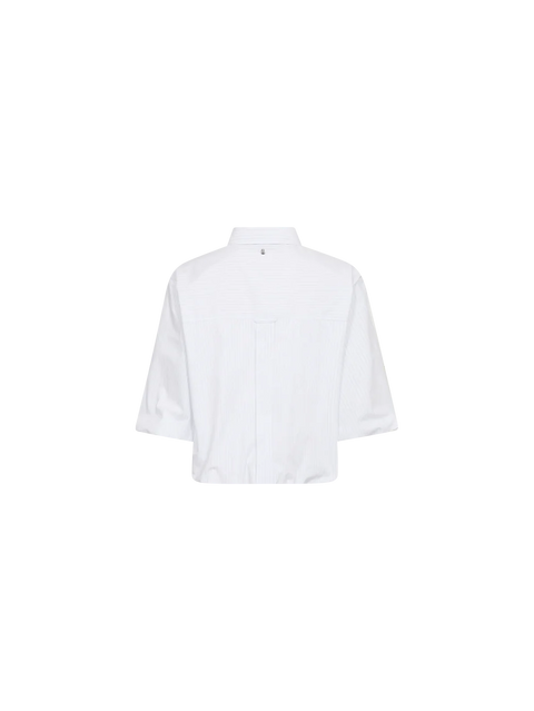Mos Mosh Maxime Nylah White Shirt - Styled Shot Paired with Tailored Pants Showing Contemporary Oversized Shirt Look