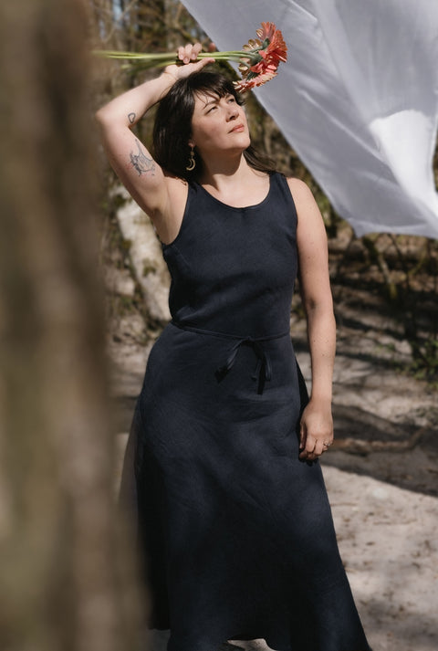 Jillian Isabel Atelier Aurora Dress | Navy Linen Twill