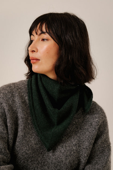 Bare Knitwear Alpaca Bandana - Flat Lay Showing Brushed Baby Alpaca Texture and Triangle Shape