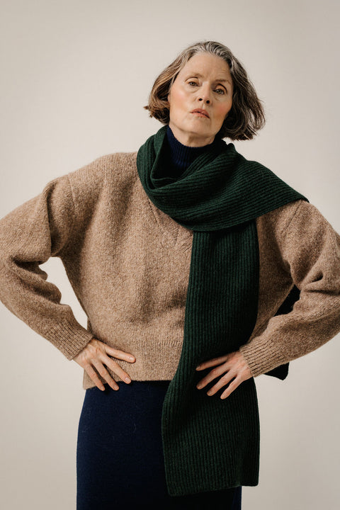 Bare Knitwear Baby Alpaca Rib Scarf - Versatile 100% Baby Alpaca Generously Sized Rib Scarf, Lightweight and Warm, Made in Peru