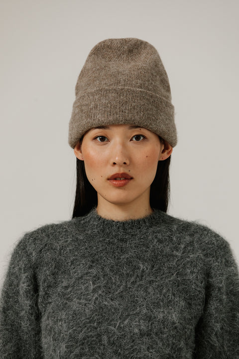 Alpaca Beanie Toque hat available in navy, beige and grey. By Bare Knitwear, lightweight comfortable fit
