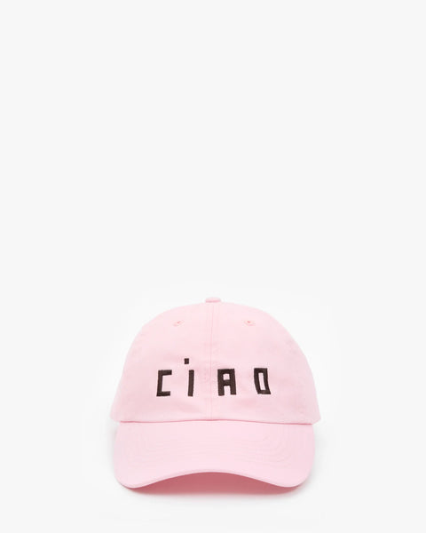Clare V Baseball Hat in Light Pink with Chocolate Embroidered CIAO – 100% cotton baseball cap embroidered in Los Angeles