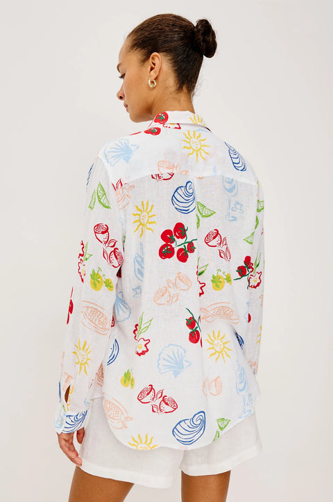Rails Rails x Giadzy Charli Top in White Antipasti: featuring relaxed, linen, pocket