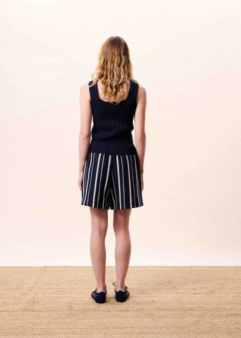 Frnch FRNCH Dundee Top in Bleu Marine: viscose