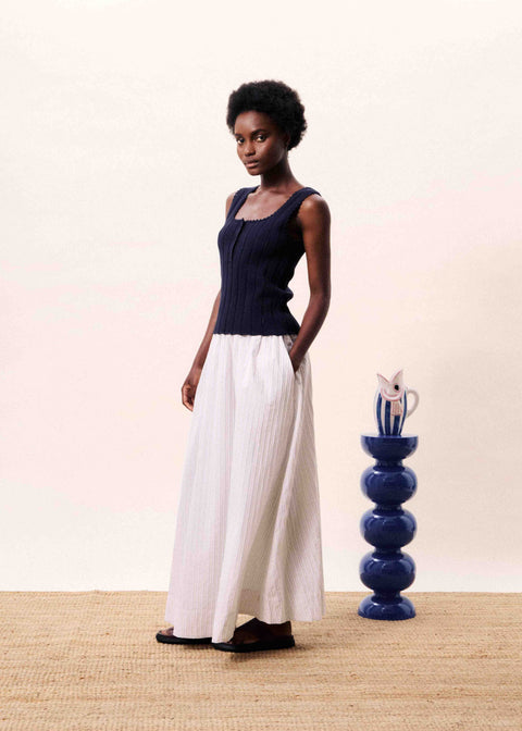 Frnch FRNCH Dundee Top in Bleu Marine: viscose