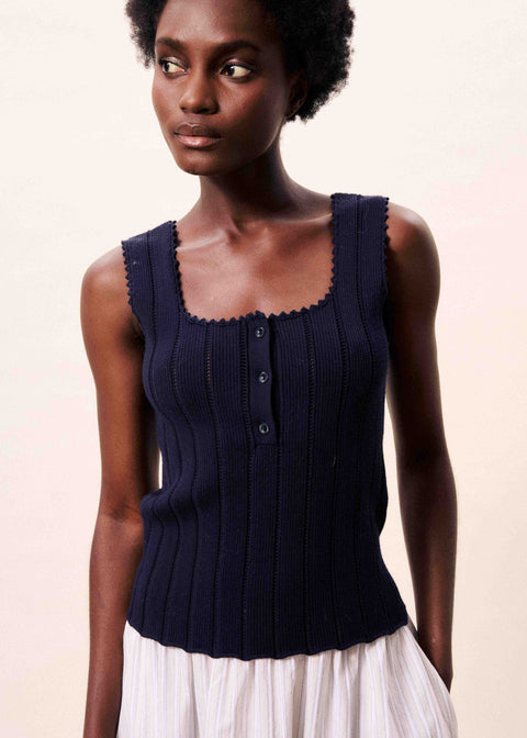 Frnch FRNCH Dundee Top in Bleu Marine: viscose
