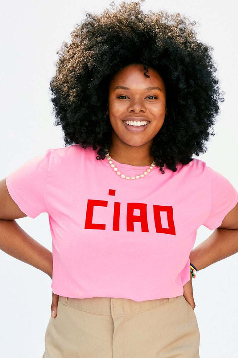 Clare V Classic Tee | Petal with Bright Poppy CIAO