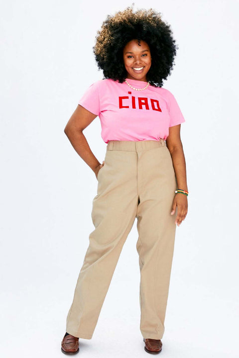 Clare V Classic Tee | Petal with Bright Poppy CIAO