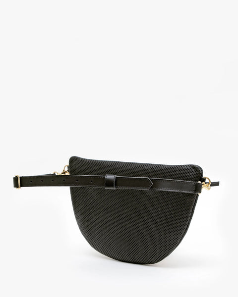 Fanny pack type purse, crossbody, bum bag, or shoulder bag - anything goes.
With a detachable, adjustable, interchangeable strap, made from unlined, perforated Italian leather.