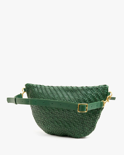 Fanny pack type purse, crossbody, bum bag, or shoulder bag. With a detachable, adjustable, interchangeable strap, made from unlined, perforated Italian leather.