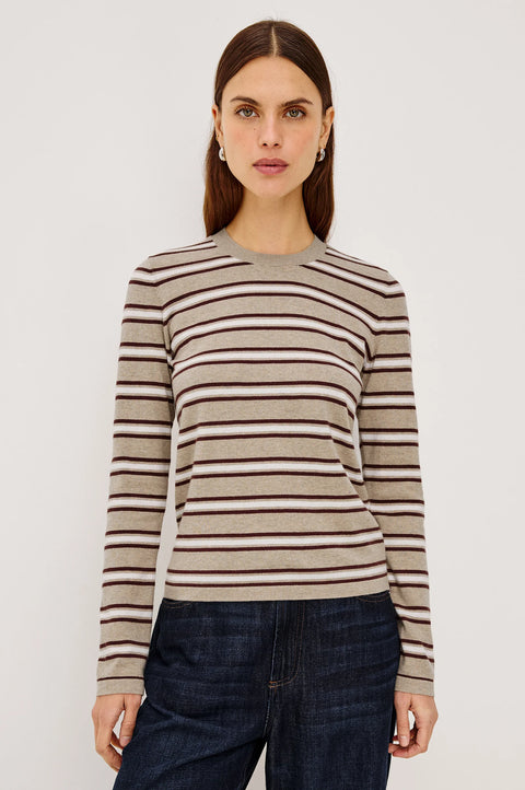 Rails Cotton Cashmere Long Sleeve Tee | Heather Oat Stripe