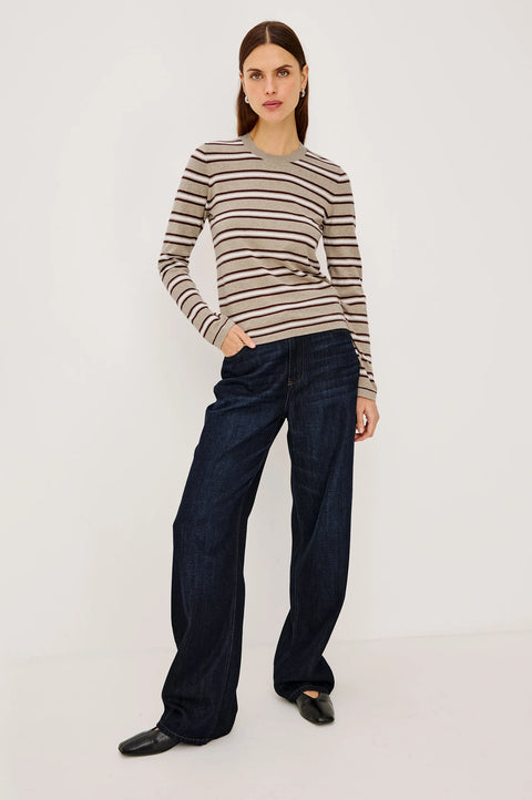 Rails Cotton Cashmere Long Sleeve Tee | Heather Oat Stripe