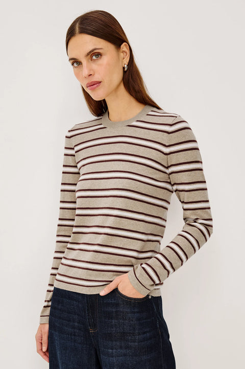 Rails Cotton Cashmere Long Sleeve Tee | Heather Oat Stripe