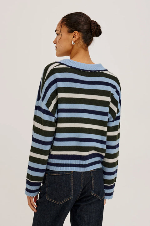 Rails Delora Rugby Sweater | Sky Forest Stripe