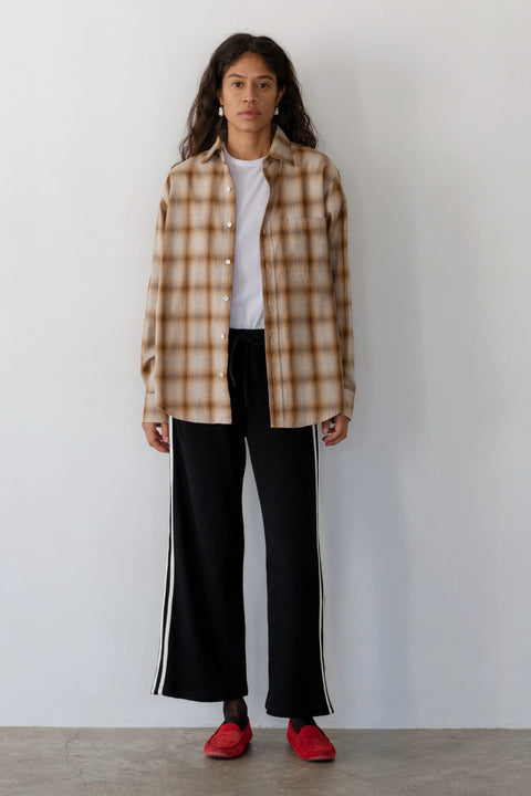 Grey with white Stripe cotton pants, drawstring waist