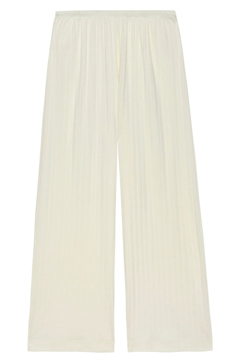 Cream cropped, cotton Lounge pant in Pointelle, easy elastic waistband and a cropped silhouette