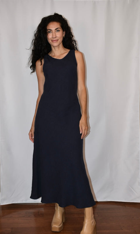 Jillian Isabel Atelier Aurora Dress | Navy Linen Twill