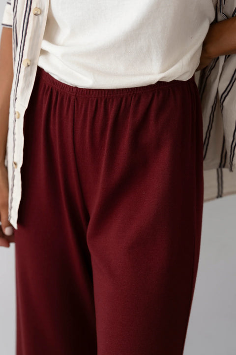DONNI The Baby Rib Scallop Pant | Oxblood