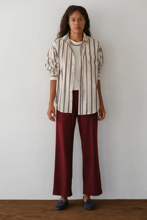 DONNI The Baby Rib Scallop Pant | Oxblood