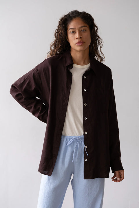 DONNI The Linen Relaxed Shirt | Espresso