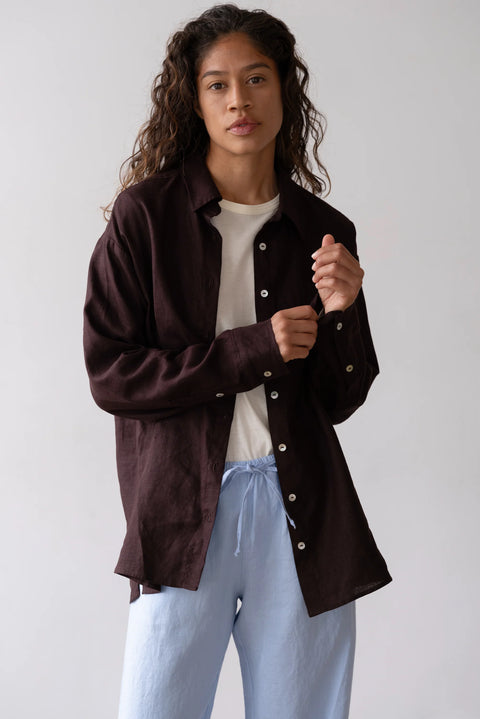 DONNI The Linen Relaxed Shirt | Espresso