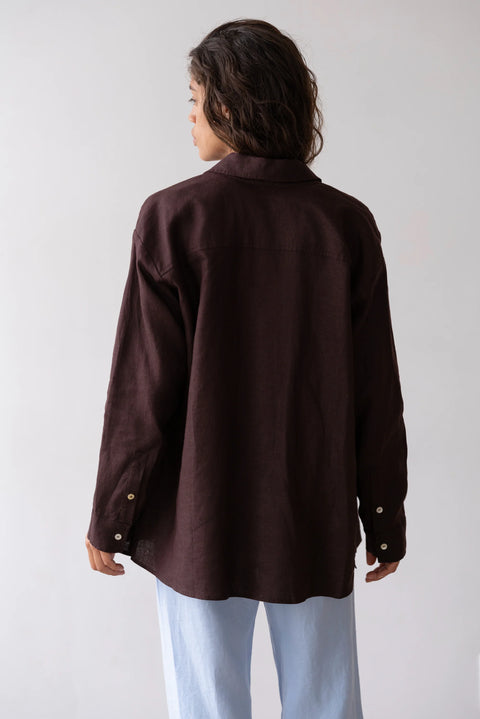 DONNI The Linen Relaxed Shirt | Espresso