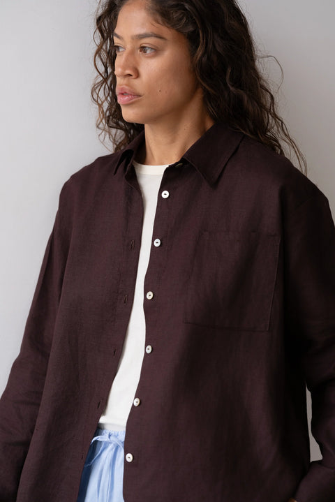 DONNI The Linen Relaxed Shirt | Espresso
