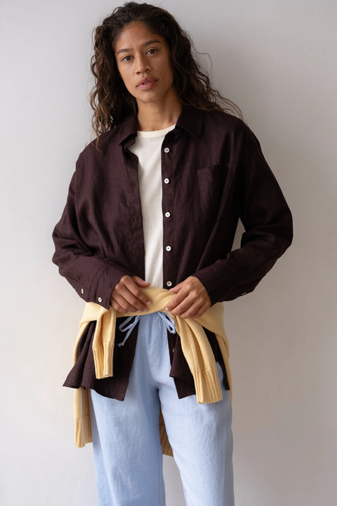 DONNI The Linen Relaxed Shirt | Espresso