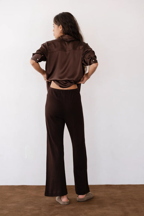 DONNI DONNI The Pointelle Simple Crop Pant in Espresso: cropped, everyday, organic, cotton