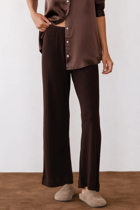 DONNI DONNI The Pointelle Simple Crop Pant in Espresso: cropped, everyday, organic, cotton