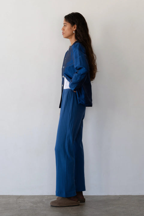 DONNI The Pointelle Simple Crop Pant | Blueberry