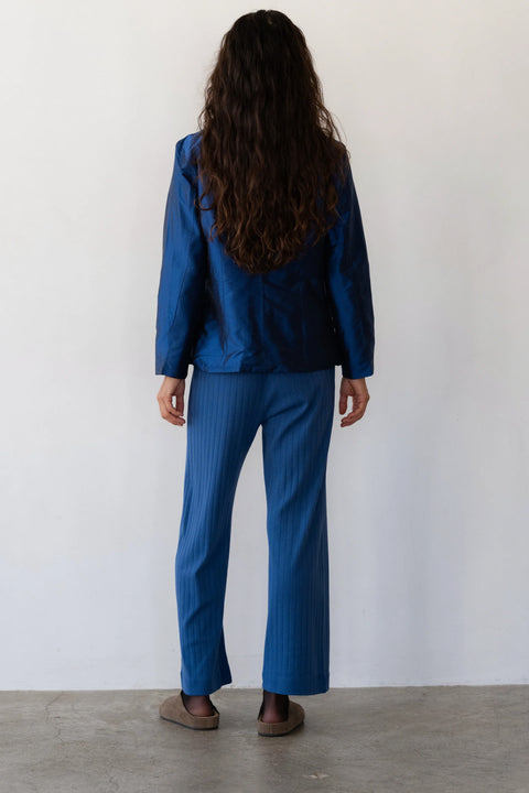 DONNI The Pointelle Simple Crop Pant | Blueberry