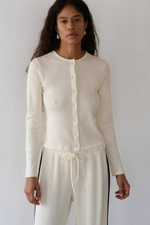 DONNI The Rib Cardigan | Creme