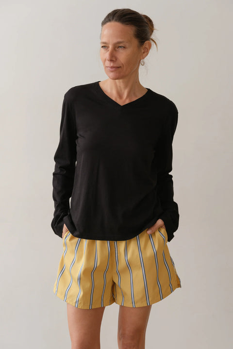 DONNI The Jersey V-Neck Long Sleeve Tee | Jet