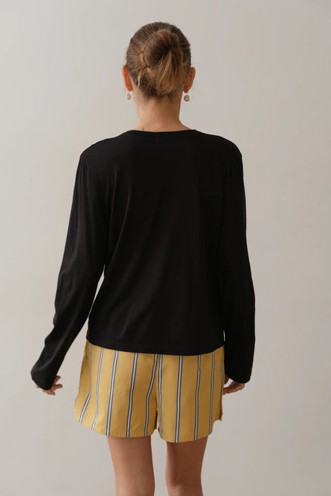 DONNI The Jersey V-Neck Long Sleeve Tee | Jet
