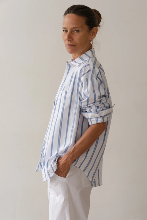 DONNI The Pop Shirt | Cornflower Stripe