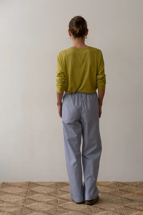 DONNI The Pop Simple Pant | Navy Stripe