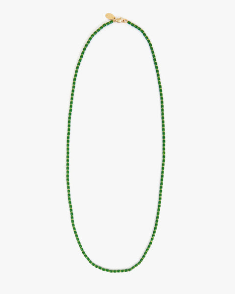 Clare V. Clare V Enamel Barrel Chain Necklace 24" in Emerald