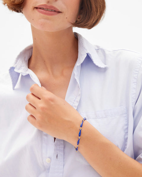 Clare V Enamel Sardine Bracelet | Cobalt