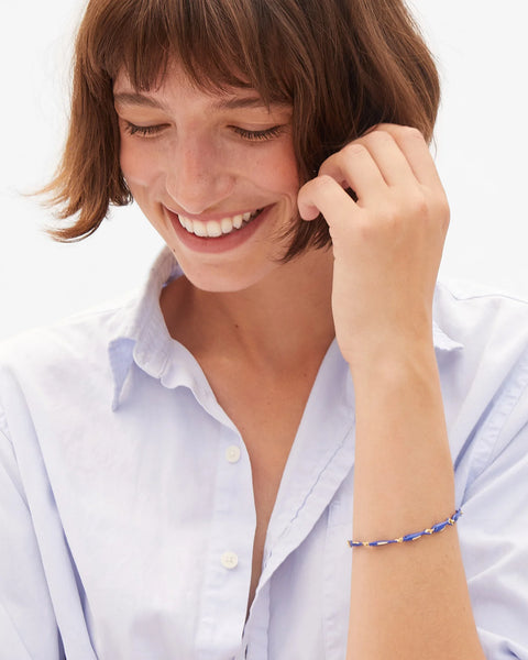 Clare V Enamel Sardine Bracelet | Cobalt