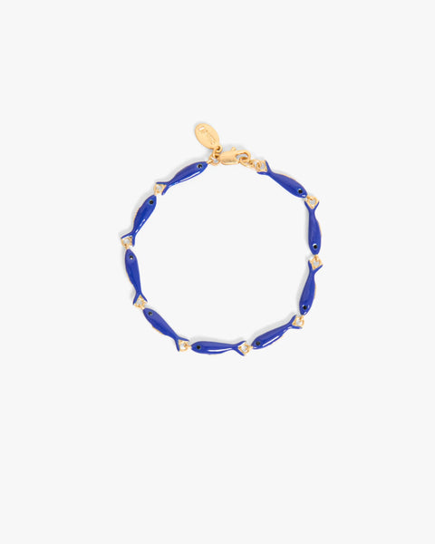 Clare V Enamel Sardine Bracelet | Cobalt