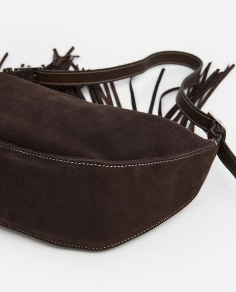 Flattered Ivy Cross-Shoulder Suede Bag | Chocolate